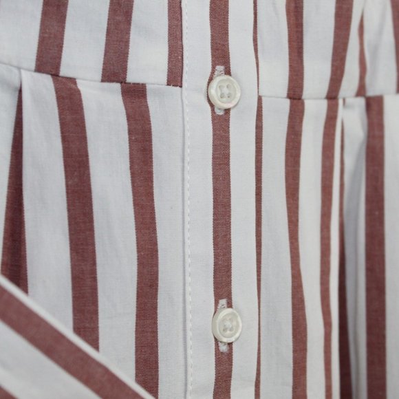 Boden 8R Brick Red White Striped Dress Button Down Belted Waist Tie Short Sleeve - Picture 10 of 12